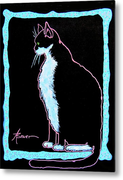 Cats Metal Print featuring the painting Night Watch by Adele Bower