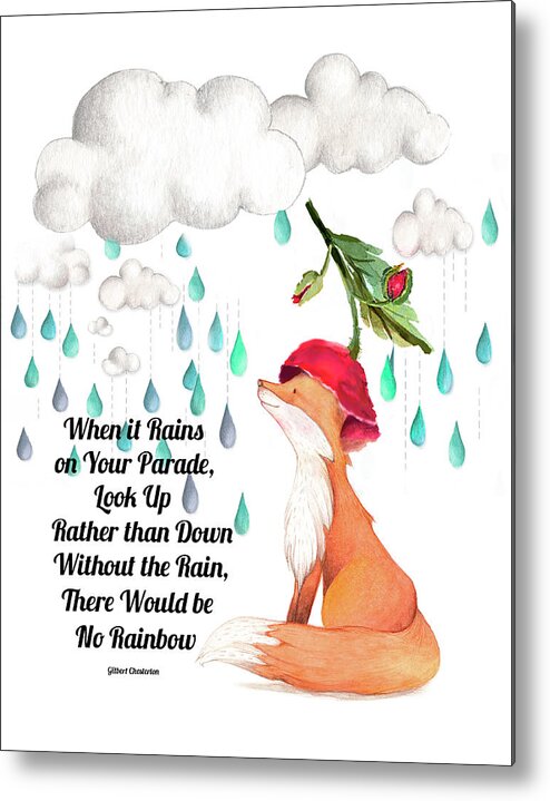 Red Fox Metal Print featuring the digital art No Rain on my Parade by Colleen Taylor