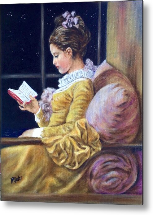 Reading Painting Metal Print featuring the painting Nocturne inspired by Fragonard by Dr Pat Gehr