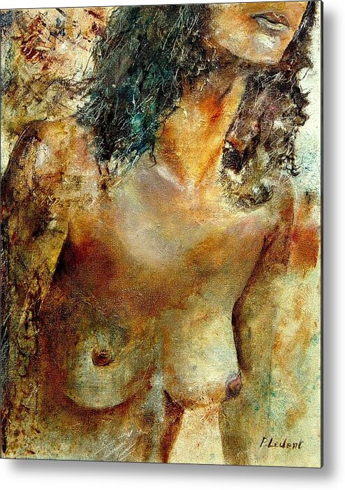 Girl Nude Metal Print featuring the painting Nude 34 by Pol Ledent