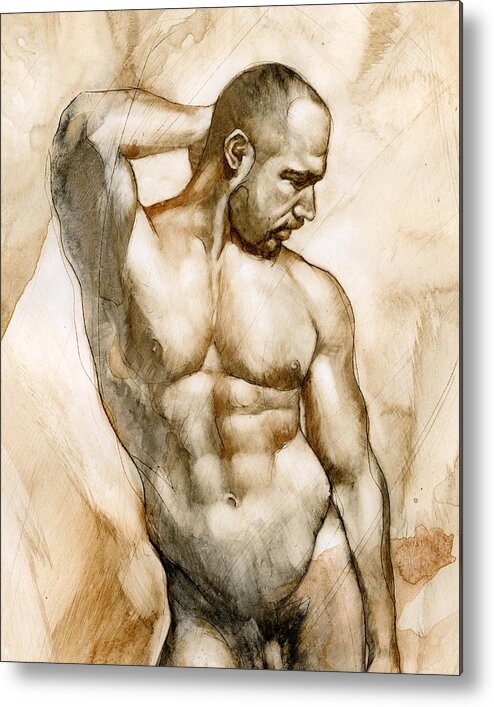 Man Metal Print featuring the painting Nude 46 by Chris Lopez