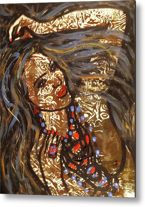 Nude Metal Print featuring the painting Nude Henna by Natalie Holland