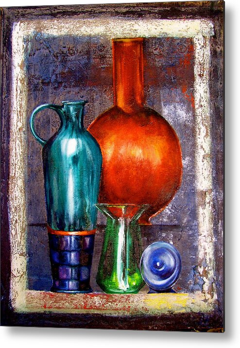 Painting Metal Print featuring the painting Objects by Laura Pierre-Louis