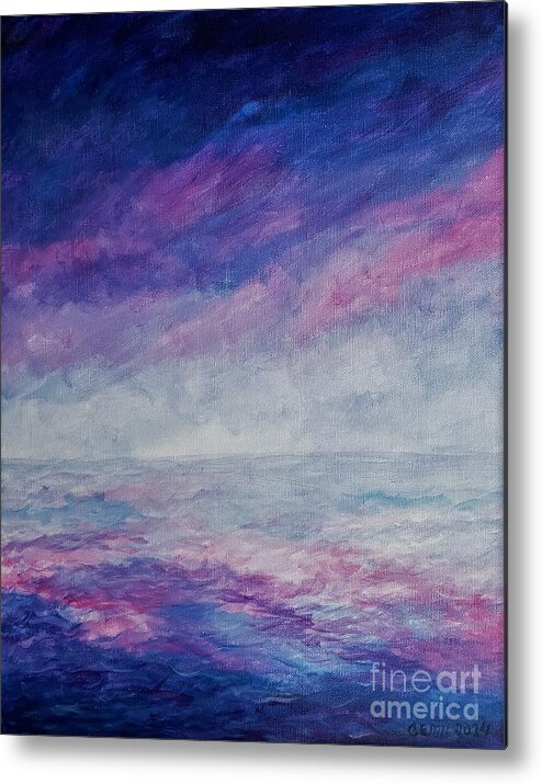 Ocean Metal Print featuring the painting Solnedgang by C E Dill