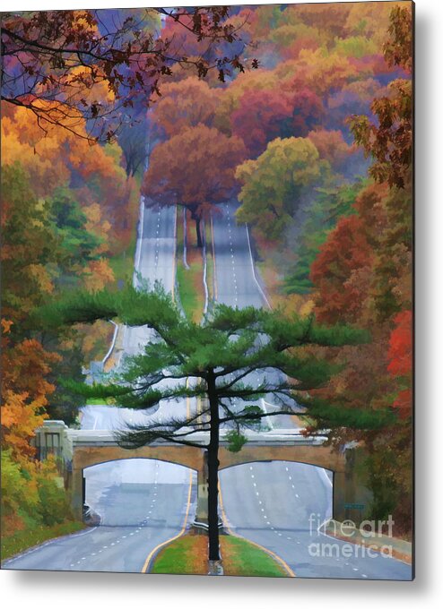 Road Metal Print featuring the digital art Autumn Splendor October Road by Xine Segalas