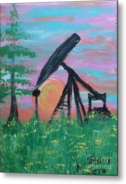 Oil At Sunrise Metal Print featuring the painting Oil At Sunrise by Seaux-N-Seau Soileau