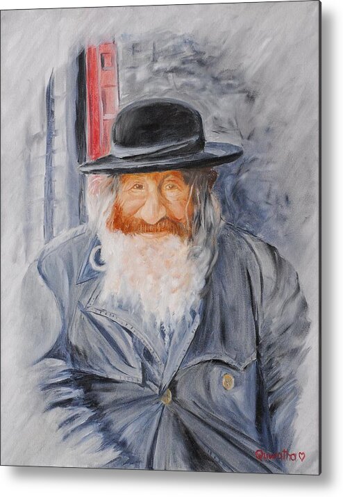 Jerusalem Metal Print featuring the painting Old Man of Jerusalem by Quwatha Valentine