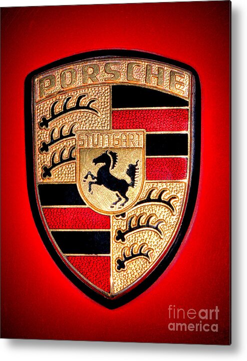 Porsche Metal Poster featuring the photograph Old Porsche Badge by Olivier Le Queinec