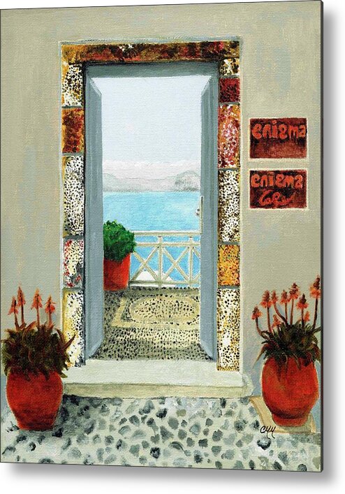 Door Metal Print featuring the painting Olia Street by Carol McCarty