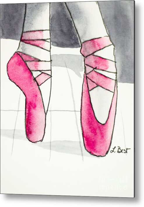 Pink Metal Print featuring the painting On Pointe by Laurel Best