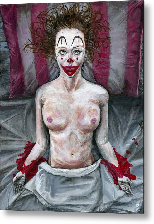 Clown Metal Print featuring the painting Only Resting by Matthew Mezo