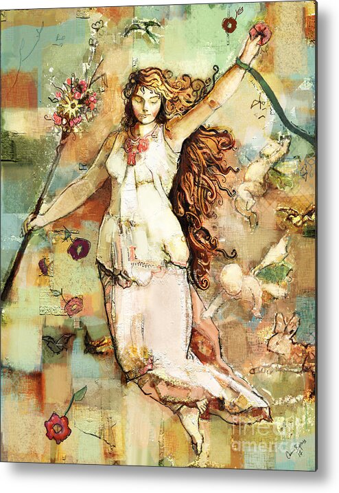 Goddess Metal Print featuring the mixed media Ostara by Carrie Joy Byrnes