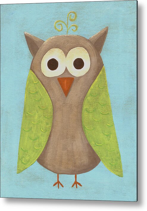 Owl Metal Print featuring the painting Otis the Owl Nursery Art by Katie Carlsruh