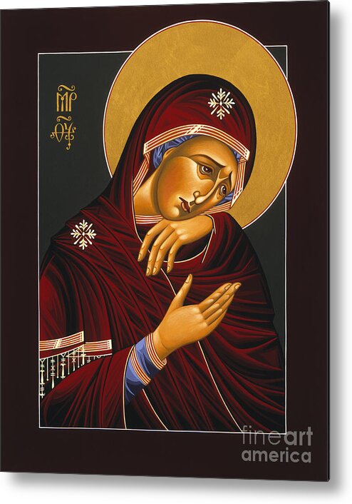 Our Lady Of Sorrows Is Part Of The Triptych Of The Passion With Jesus Christ Extreme Humility And St. John The Apostle Metal Print featuring the painting Our Lady of Sorrows 028 by William Hart McNichols