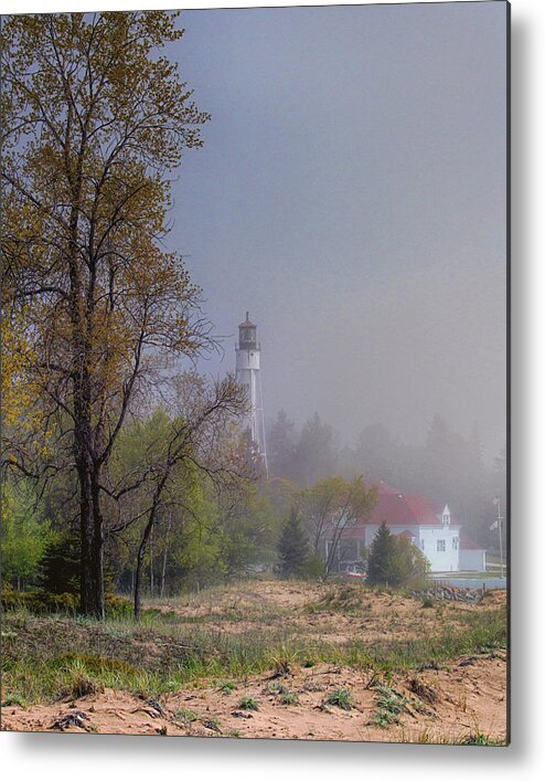 Lighthouse Metal Print featuring the photograph Out of the Fog by Susan Rissi Tregoning