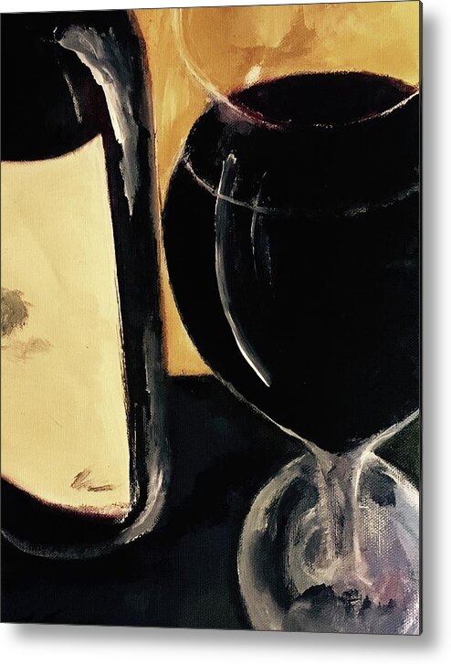 Wine Metal Print featuring the painting Over The Top by Lisa Kaiser