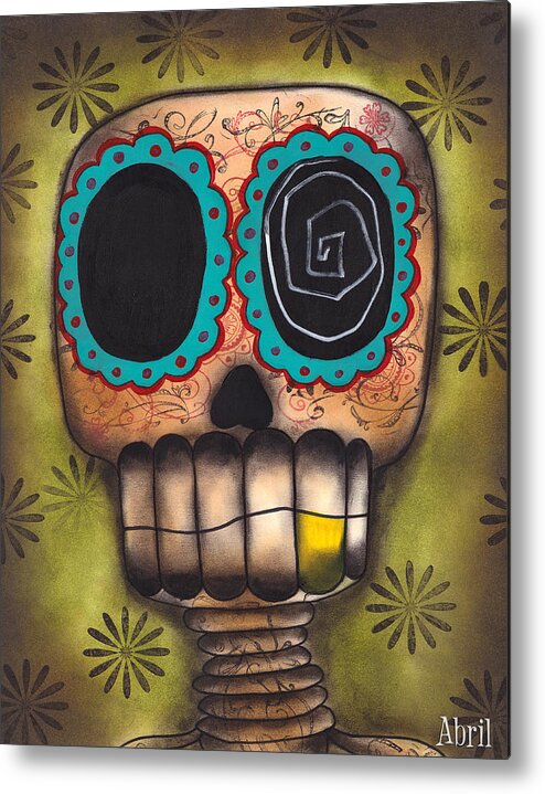 Day Of The Dead Metal Print featuring the painting Paco el Feliz by Abril Andrade