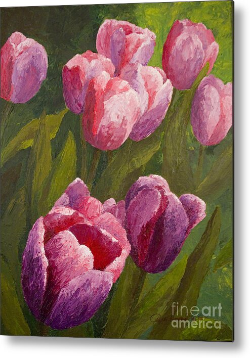 Tulips Metal Print featuring the painting Palette Tulips by Phyllis Howard