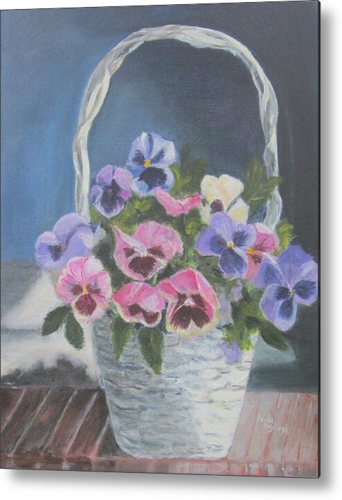 Painting Metal Print featuring the painting Pansies For A Friend by Paula Pagliughi