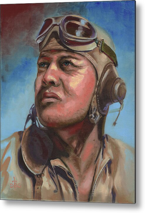 Gregory Pappy Boyington Metal Print featuring the painting Pappy Boyington by David Bader