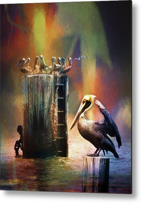 Pelicans Metal Print featuring the photograph Pelican Ways by Sandra Schiffner