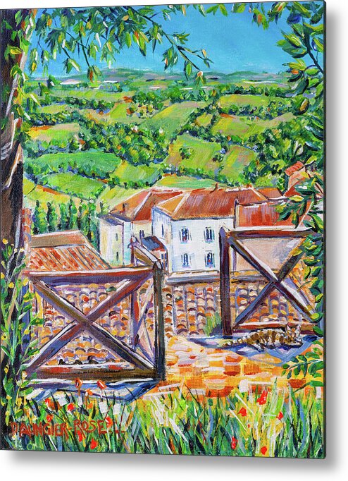 Acrylic Metal Print featuring the painting Penne D'agenais Rooftops by Seeables Visual Arts