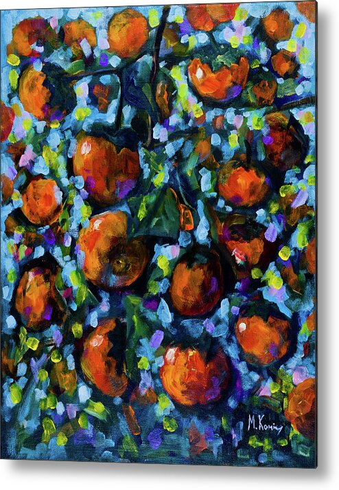 Fall Fruits Metal Print featuring the painting Persimmons by Maxim Komissarchik