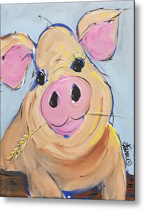 Pig Metal Print featuring the painting Petunia by Terri Einer
