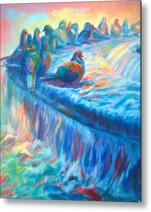 Colorful Landscape Metal Print featuring the painting Pigeon Symphony by Yen