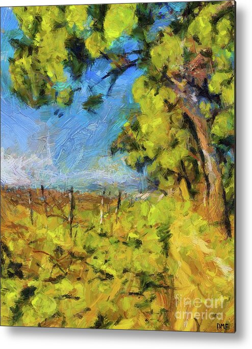Summer Metal Print featuring the painting Pines and Vineyard by Dragica Micki Fortuna