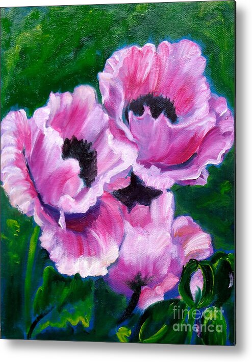 Poppy Metal Print featuring the painting Pink Poppies by Jenny Lee