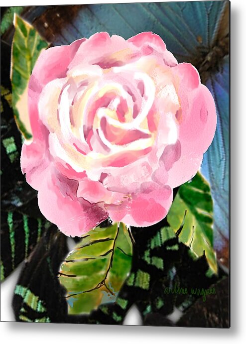 Rose Metal Print featuring the digital art Pink Rose by Arline Wagner