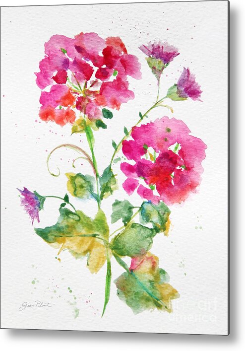 Washy Watercolor Metal Print featuring the painting Pink Watercolor Flowers-JP3792 by Jean Plout