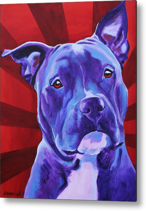Pit Bull Metal Print featuring the painting Pit Bull - Shakti by Dawg Painter