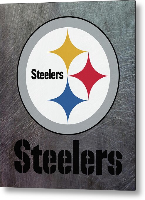 Pittsburgh Steelers Metal Print featuring the mixed media Pittsburgh Steelers on an abraded steel texture by Movie Poster Prints