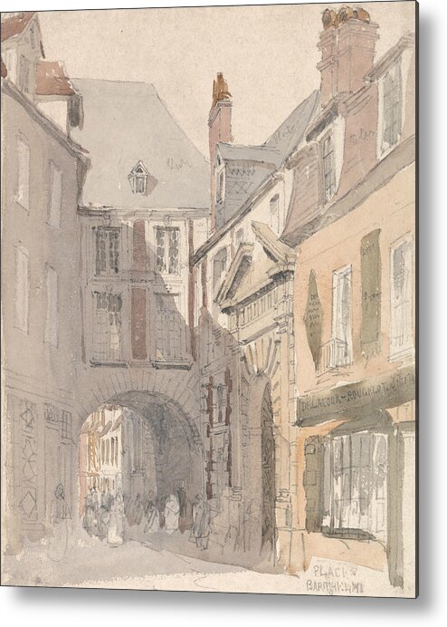 19th Century Art Metal Print featuring the painting Place St. Barthelemy, Rouen by David Cox