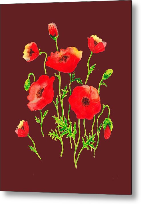 Poppy Metal Print featuring the painting Playful Poppy Flowers by Irina Sztukowski