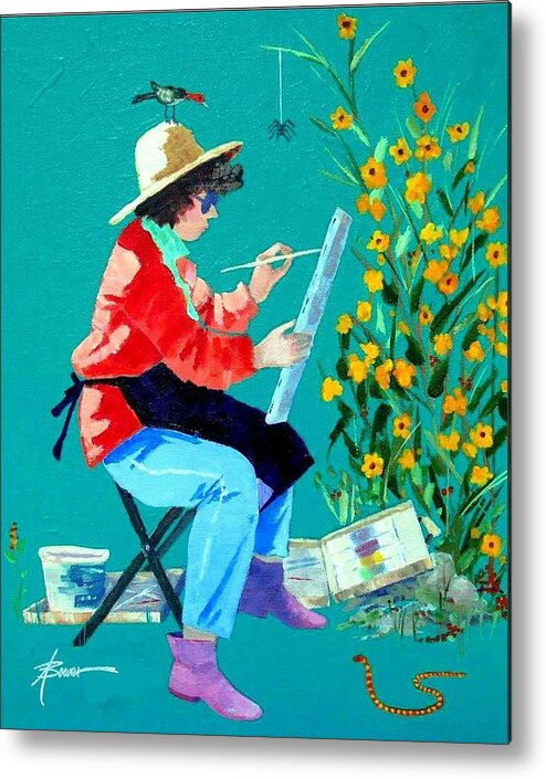 Artist At Work Metal Print featuring the painting Plein Air Painter by Adele Bower