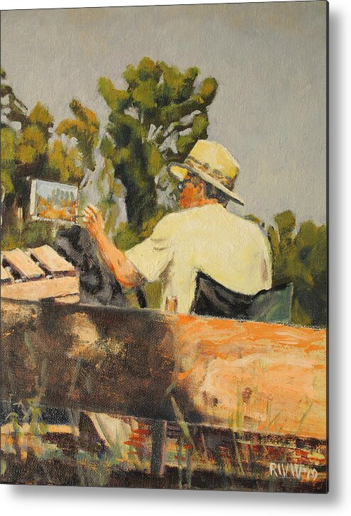 Mwpap Metal Print featuring the painting Plein air painter at work by Richard Willson