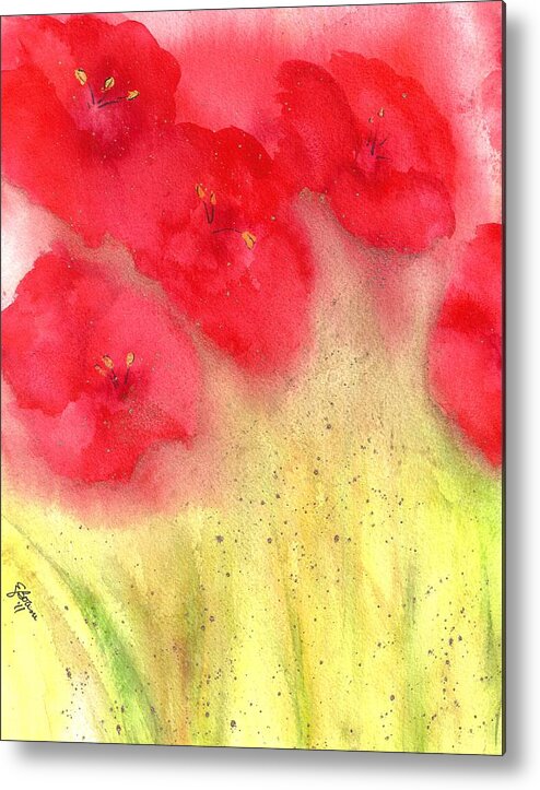 Orange Metal Print featuring the painting Poppies Afield by Elise Boam