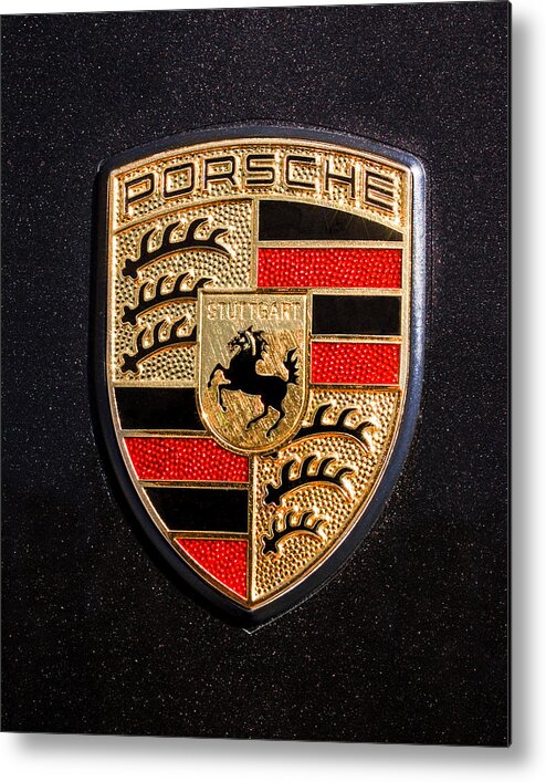 Porsche Logo Metal Print featuring the photograph Porsche Emblem -211C by Jill Reger