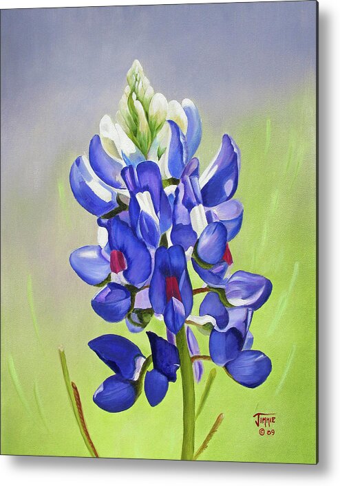 Bluebonnet Metal Print featuring the painting Portrait of a Bluebonnet by Jimmie Bartlett