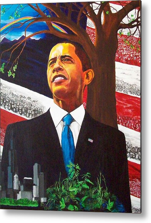 President Obama Metal Print featuring the painting Portrait of Hope by Susan M Woods