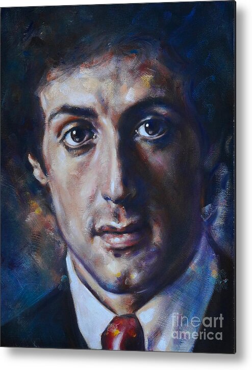 Sylvester Stallone Metal Print featuring the painting Portrait of Sylvester Stallone by Ritchard Rodriguez