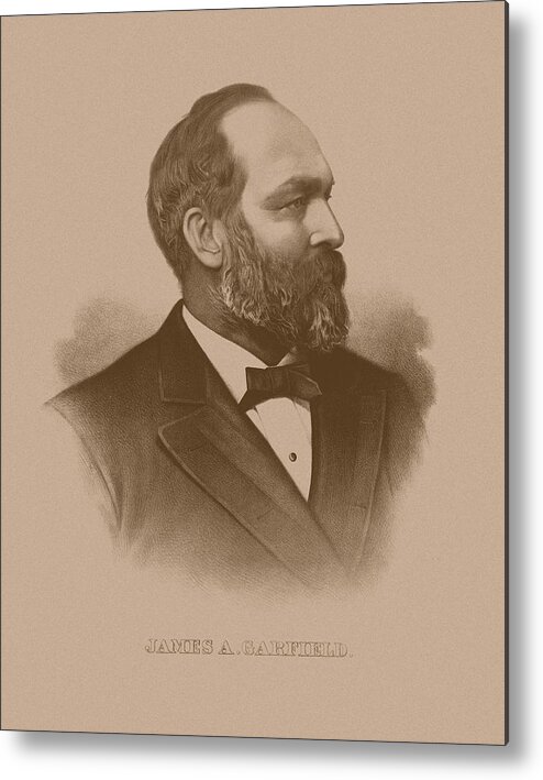 James Garfield Metal Print featuring the mixed media President James Garfield - Three by War Is Hell Store