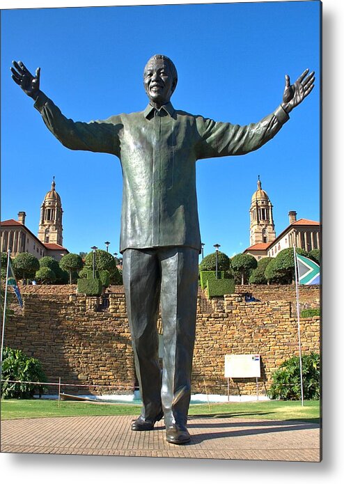 Nelson Mandela Metal Print featuring the photograph Pretoria Union Houses and Mandela by Steven Richman