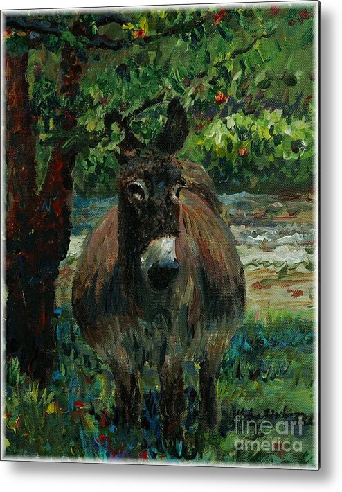 Donkey Metal Print featuring the painting Provence Donkey by Nadine Rippelmeyer