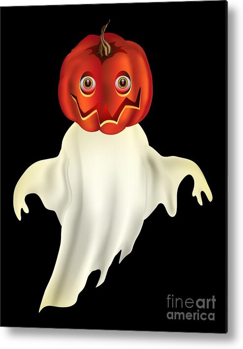 Ghost Metal Print featuring the digital art Pumpkin Headed Ghost Graphic by MM Anderson