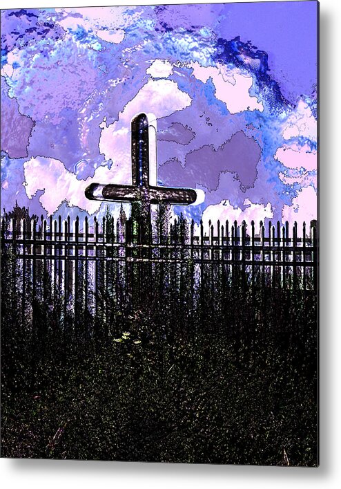 Photo Metal Print featuring the photograph Purple Cross by John Vincent Palozzi