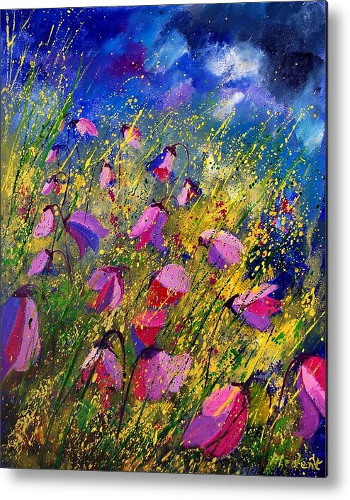 Poppies Metal Print featuring the painting Purple Wild Flowers by Pol Ledent